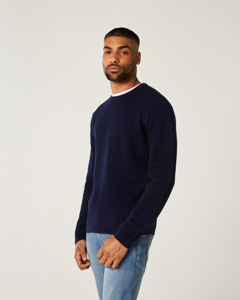 Mens Navy Crew Knit